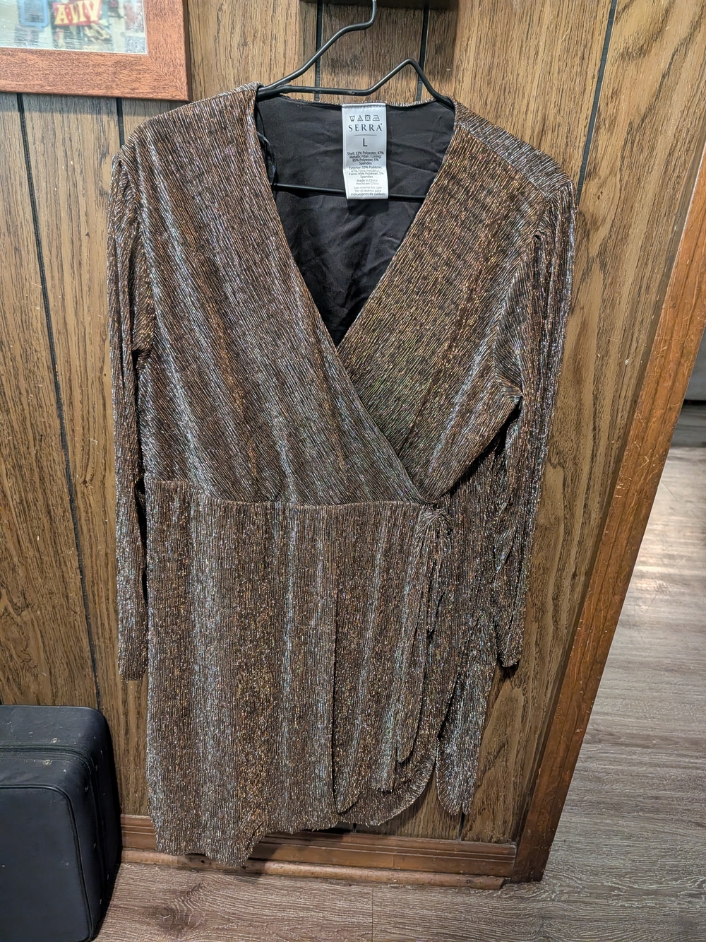 Serra Shimmery Brown Wrap Midi Dress